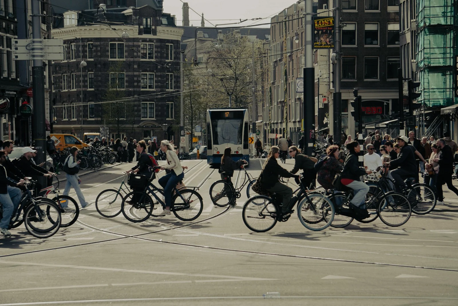 Cyclists and tram tracks